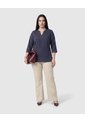 Pantalón Recto Unicolor Para Mujer Curvy  Para Mujer Beige Patprimo de Patprimo