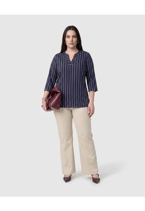 Pantalón Recto Unicolor Para Mujer Curvy  Para Mujer Beige Patprimo