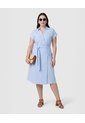 Vestido Camisero Con Lazo En La Cintura Para Mujer Curvy  Para Mujer Azul Patprimo de Patprimo