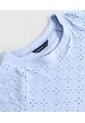 Camiseta Manga Globo Con Ojalillo Para Mujer  Para Mujer Azul Patprimo de Patprimo