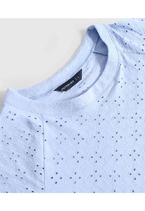 Camiseta Manga Globo Con Ojalillo Para Mujer Para Mujer Azul Patprimo
