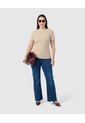 Camiseta Texturizada Ajustada Mujer Curvy  Para Mujer Beige Patprimo de Patprimo