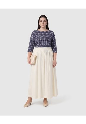 Falda Larga De Cintura Alta Para Mujer Curvy  Para Mujer Blanco Patprimo