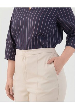 Pantalón Recto Unicolor Para Mujer Curvy  Para Mujer Beige Patprimo