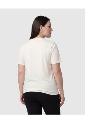 Camiseta Cuello Redondo Apliques Mujer Curvy  Para Mujer Crema Patprimo