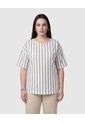Blusa De Rayas Cuello Redondo Mujer Curvy  Para Mujer Azul Patprimo de Patprimo