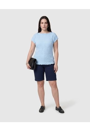 Camiseta De Textura Ligera Para Mujer Curvy Para Mujer Azul Patprimo
