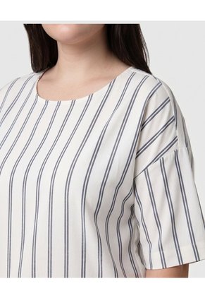 Blusa De Rayas Cuello Redondo Mujer Curvy  Para Mujer Azul Patprimo