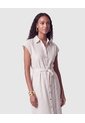 Vestido Camisero Midi Con Cinturón Mujer  Para Mujer Café Patprimo de Patprimo