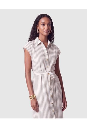 Vestido Camisero Midi Con Cinturón Mujer Para Mujer Café Patprimo