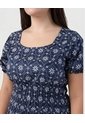 Vestido Estampado Con Mangas Abullonadas Para Mujer Curvy  Para Mujer Azul Patprimo de Patprimo