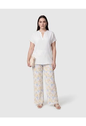 Pantalón Recto Tiro Alto Mujer Curvy  Para Mujer Amarillo Patprimo