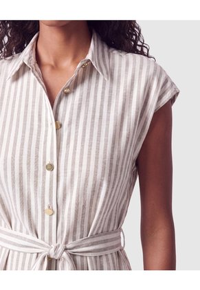 Vestido Camisero Midi Con Cinturón Mujer Para Mujer Café Patprimo