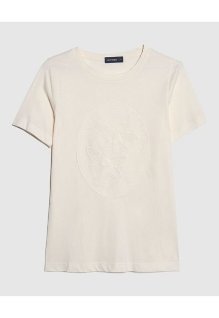 Camiseta Para Mujer Manga Corta Cuello Redondo Color Crema Marca Patprimo #30093589