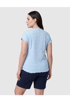 Camiseta De Textura Ligera Para Mujer Curvy Para Mujer Azul Patprimo