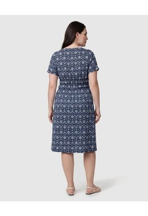 Vestido Estampado Con Mangas Abullonadas Para Mujer Curvy  Para Mujer Azul Patprimo