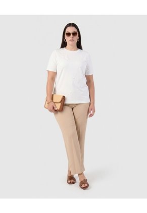 Camiseta Texturizada Cuello Redondo Mujer Curvy  Para Mujer Blanco Patprimo