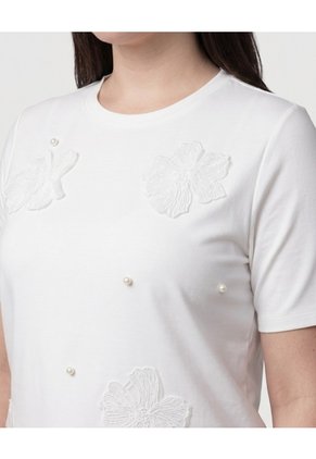 Camiseta Texturizada Cuello Redondo Mujer Curvy  Para Mujer Blanco Patprimo