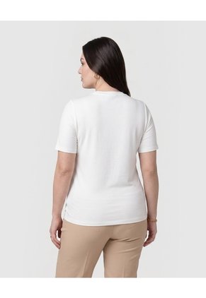 Camiseta Texturizada Cuello Redondo Mujer Curvy  Para Mujer Blanco Patprimo