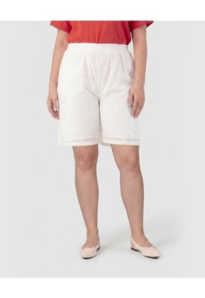 Bermuda Con Cintura Elástica Mujer Curvy Para Mujer Blanco Patprimo