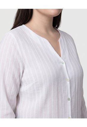 Blusa Botones Manga Larga Mujer Curvy  Para Mujer Blanco Patprimo