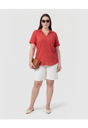 Bermuda Con Cintura Elástica Mujer Curvy Para Mujer Blanco Patprimo