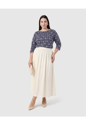 Camiseta Manga Tres Cuartos Mujer Curvy  Para Mujer Azul Patprimo