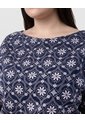 Camiseta Manga Tres Cuartos Mujer Curvy  Para Mujer Azul Patprimo de Patprimo