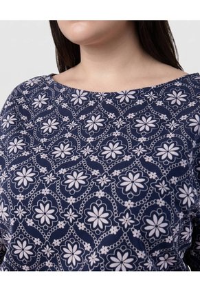 Camiseta Manga Tres Cuartos Mujer Curvy  Para Mujer Azul Patprimo