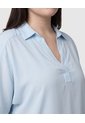 Blusa Casual Con Cuello Camisero Mujer Curvy  Para Mujer Azul Patprimo de Patprimo