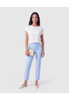 Pantalón Ajustado De Tiro Alto Mujer Para Mujer Azul Patprimo