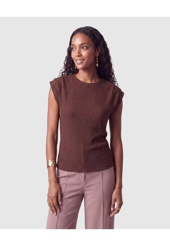Camiseta De Textura Rib Para Mujer  Para Mujer Café Patprimo Patprimo