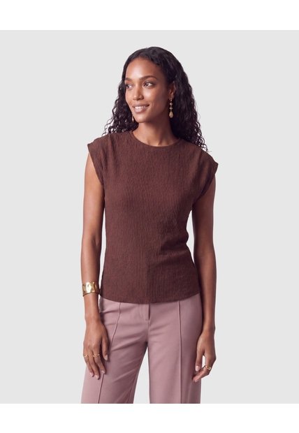 Camiseta De Textura Rib Para Mujer  Para Mujer Café Patprimo