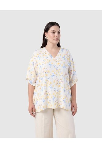 Blusa Estampada Corte Amplio Mujer Curvy  Para Mujer Amarillo Patprimo Patprimo