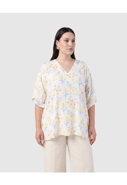 Blusa Estampada Corte Amplio Mujer Curvy  Para Mujer Amarillo Patprimo