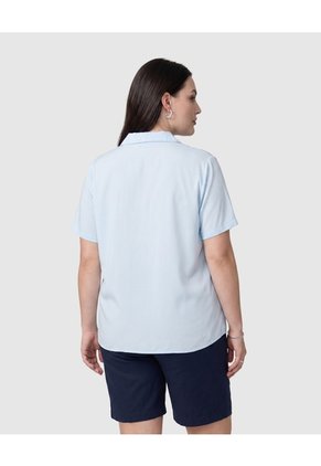 Blusa Casual Con Cuello Camisero Mujer Curvy  Para Mujer Azul Patprimo