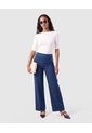 Pantalón Wide Leg Con Botones Mujer  Para Mujer Azul Patprimo de Patprimo