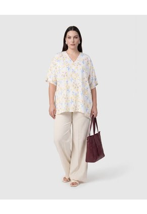 Blusa Estampada Corte Amplio Mujer Curvy  Para Mujer Amarillo Patprimo