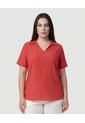 Blusa Texturizada Con Cuello Camisero Mujer Curvy  Para Mujer Rojo Patprimo de Patprimo