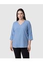 Blusa Con Textura Y Cuello En V Mujer Curvy  Para Mujer Azul Patprimo de Patprimo