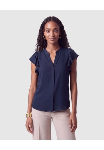 Blusa Cuello Mao Con Boleros Mujer  Para Mujer Azul Patprimo Patprimo