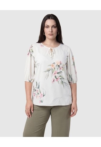 Blusa Manga Tres Cuartos Con Lazos Mujer Curvy  Para Mujer Verde Patprimo Patprimo