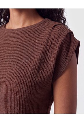 Camiseta De Textura Rib Para Mujer  Para Mujer Café Patprimo