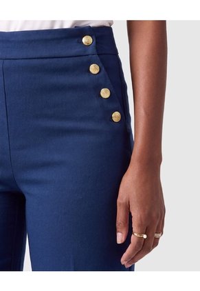 Pantalón Wide Leg Con Botones Mujer  Para Mujer Azul Patprimo
