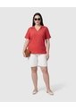Blusa Texturizada Con Cuello Camisero Mujer Curvy  Para Mujer Rojo Patprimo de Patprimo