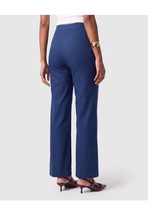 Pantalón Wide Leg Con Botones Mujer  Para Mujer Azul Patprimo