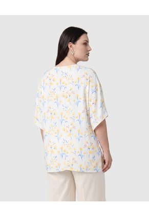 Blusa Estampada Corte Amplio Mujer Curvy  Para Mujer Amarillo Patprimo