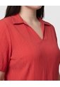 Blusa Texturizada Con Cuello Camisero Mujer Curvy  Para Mujer Rojo Patprimo de Patprimo