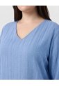 Blusa Con Textura Y Cuello En V Mujer Curvy  Para Mujer Azul Patprimo de Patprimo