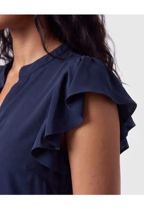 Blusa Cuello Mao Con Boleros Mujer Para Mujer Azul Patprimo